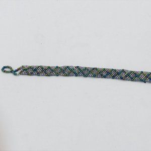 African Beaded Bracelet Lavender and Purple 7.5"